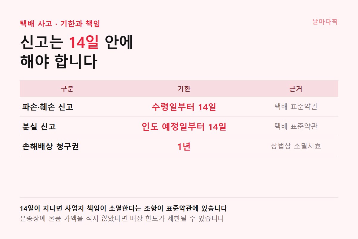 택배 사고 신고 기한과 근거