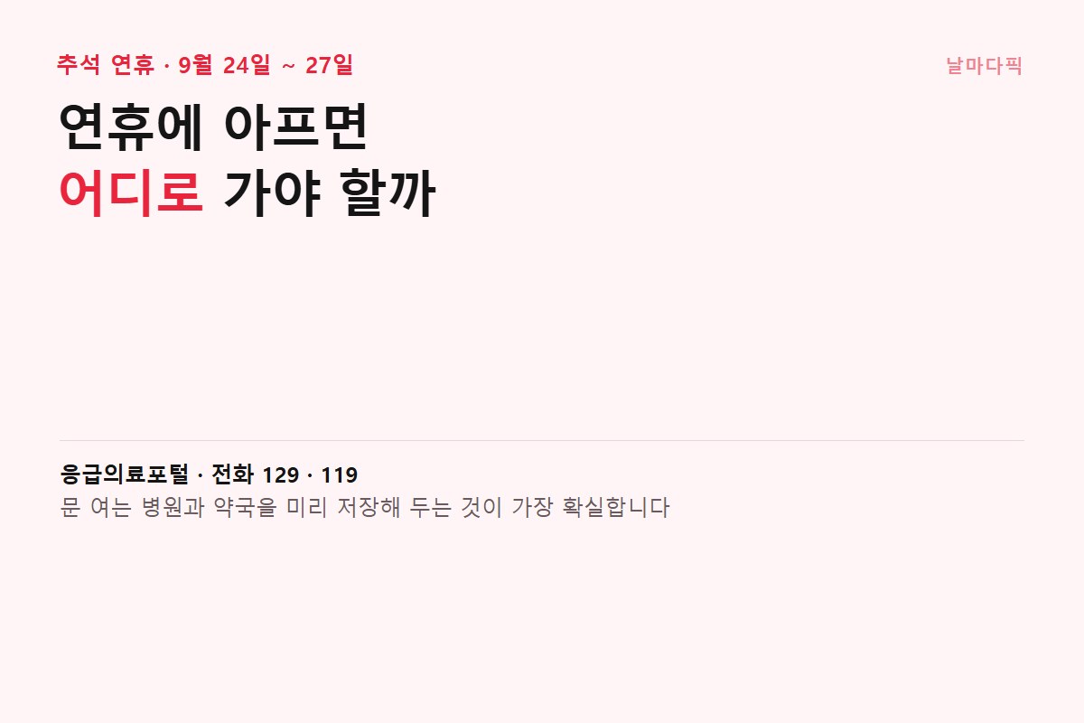 추석 연휴 의료기관 이용 안내